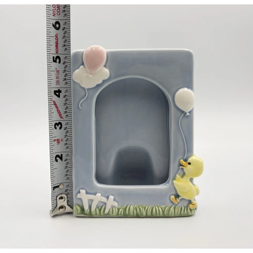 Vintage Tailored Tiles Ceramic Baby Picture‎ Frame Blue Nursery Duck Balloon 3x4